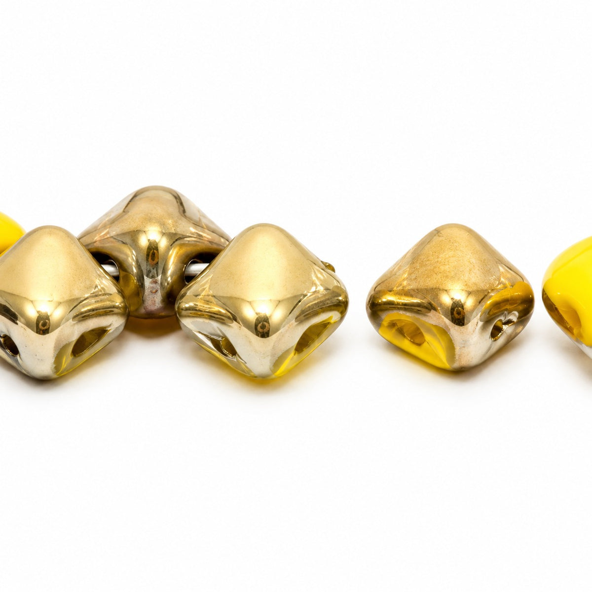 Silky 2-Hole Square Beads, Bright Yellow Gold (83130-26441), Glass, Czech Republic