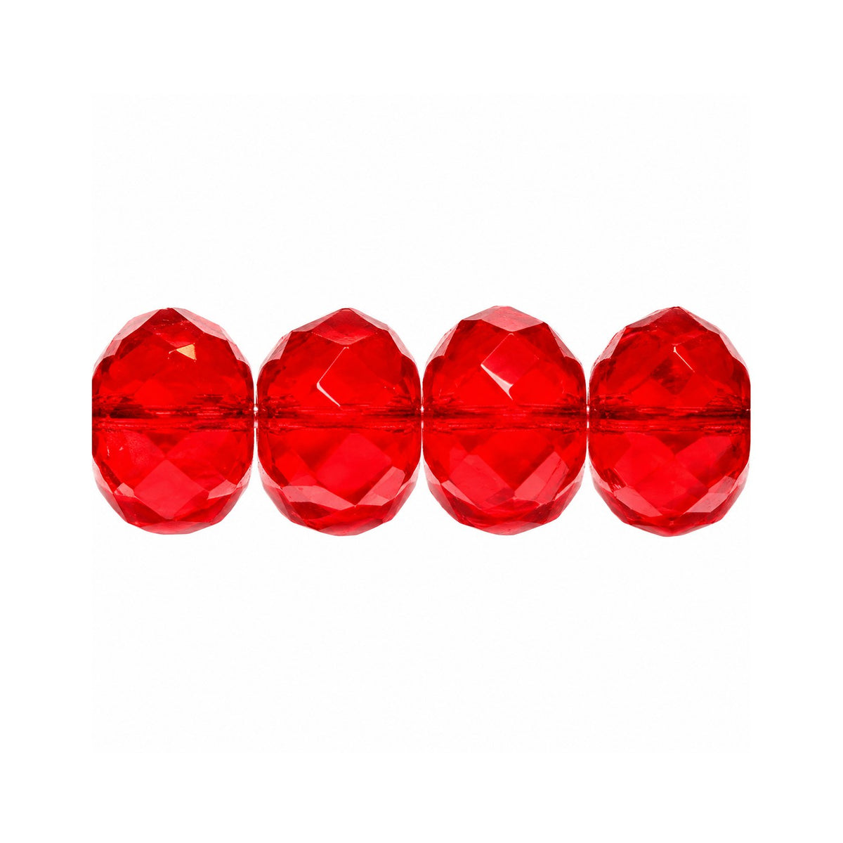Special Cut Faceted Fire Polished Beads, Ruby Red (90080), Glass, Czech Republic