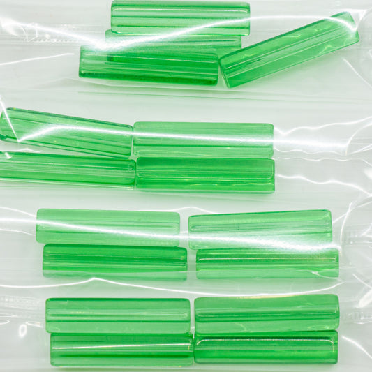 OUTLET 10 克五角形管珠 Atlas，7 x 30 毫米，绿色 (50610)，玻璃，捷克共和国