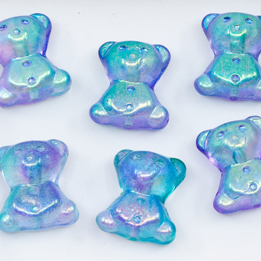 OUTLET 250g/50g Cute Bear Beads, 20 x 9 mm, Crystal AB Blue Purple (00030-48123), Glass, Czech Republic