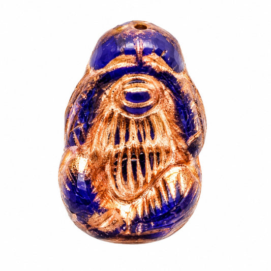 See No Evil Monkey Beads, Rich Blue Copper Lined (33060-54318), Glass, Czech Republic