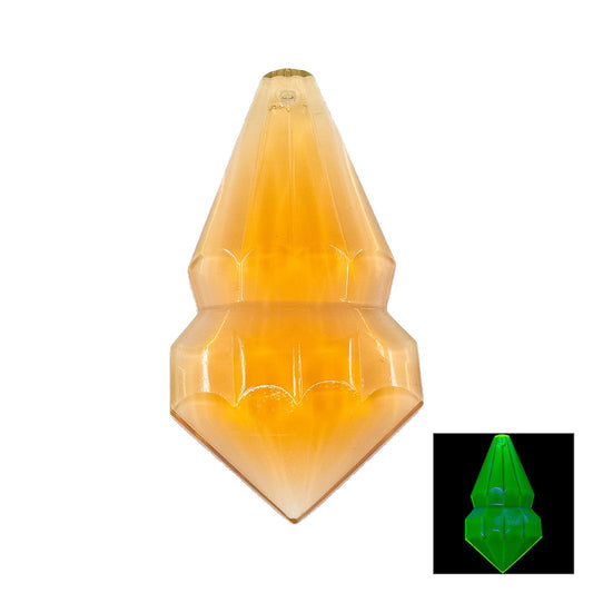 1 pc Uranium Chandelier Trimming Bell Prism Pendant (approx. 64x33mm), Amber, Hand Cut and Polished Glass, Czech Republic, OUTLET