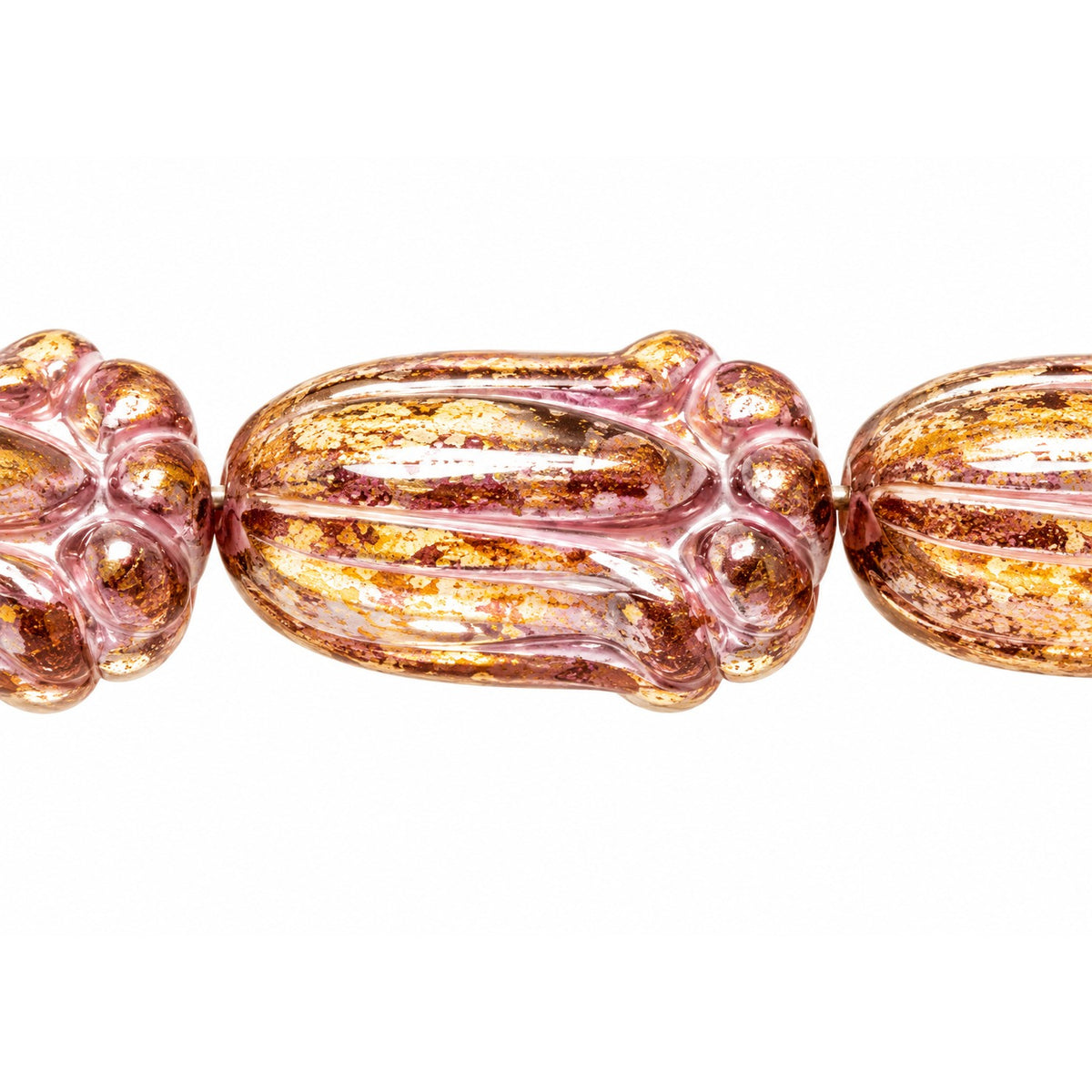 Tulip Flower Beads, Crystal Travertin Pink Lined (00030-86800-54321), Glass, Czech Republic