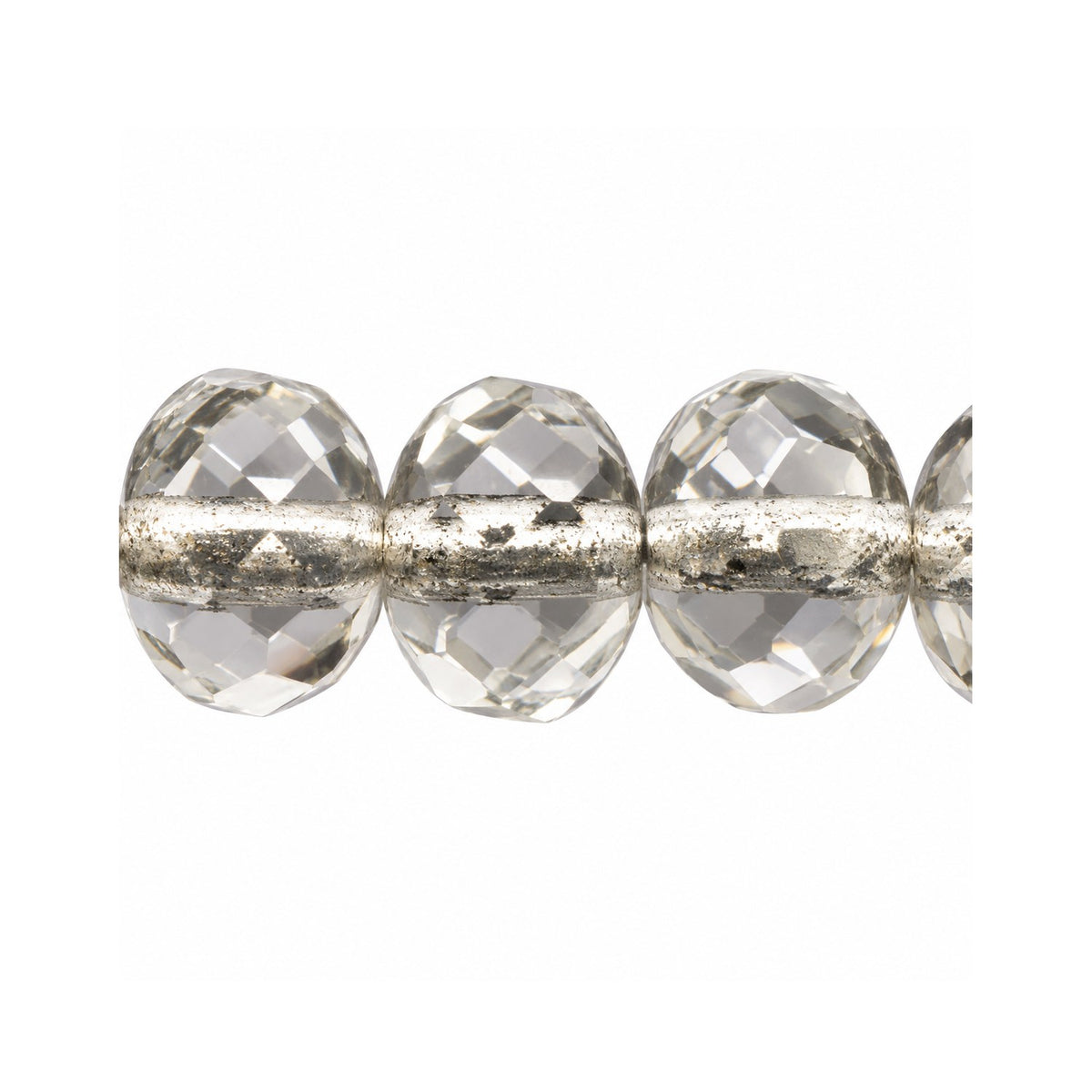 Special Cut Faceted Fire Polished Beads, Crystal Silver Lined (00030-81800), Glass, Czech Republic