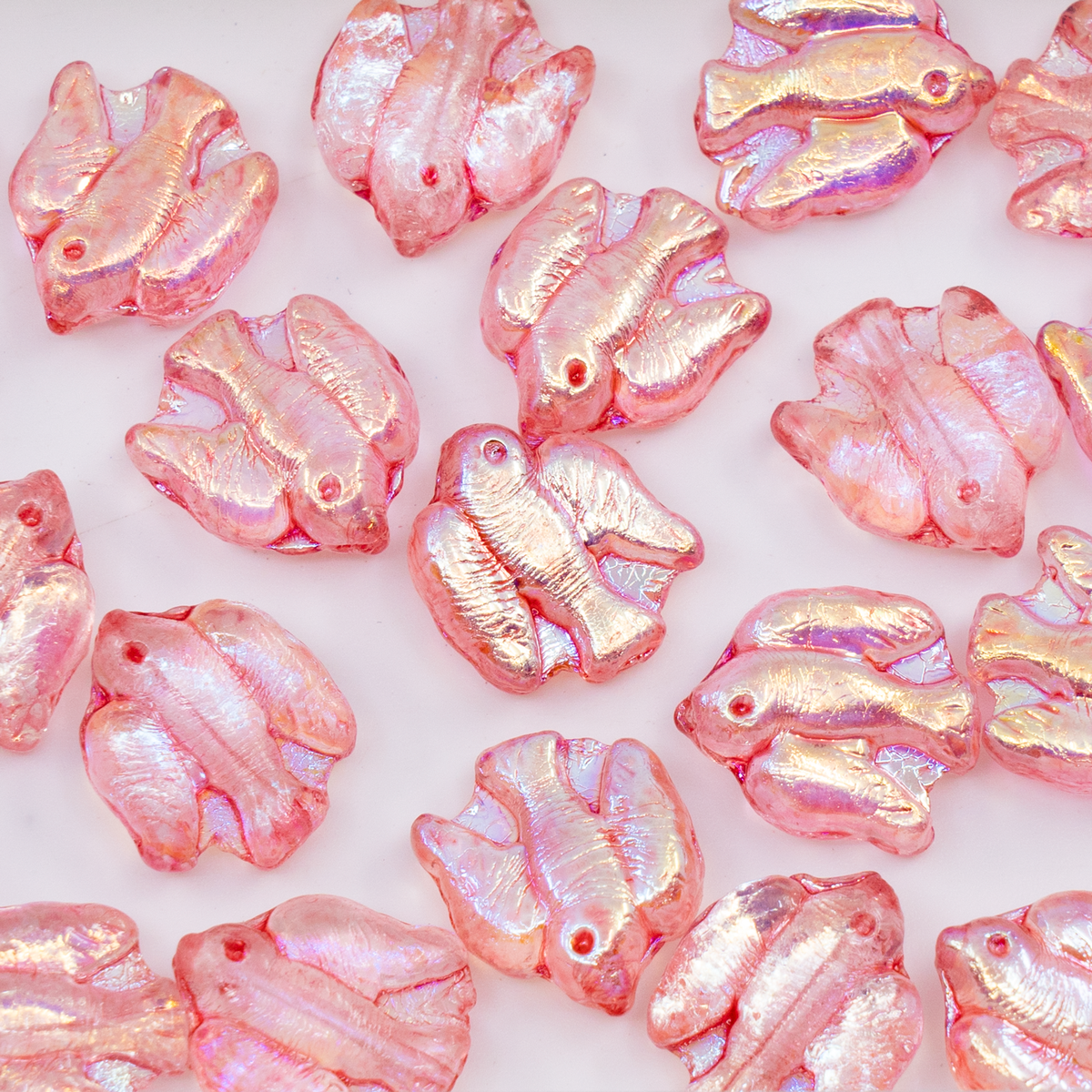 OUTLET 250g/50g Pressed Bird Beads, 14 x 13 mm, Crystal Ab Light Pink (00030-28701-34304), Glass, Czech Republic