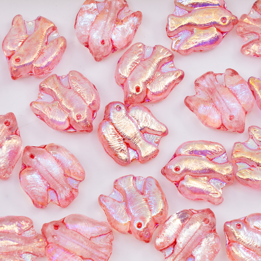 OUTLET 250g/50g Pressed Bird Beads, 14 x 13 mm, Crystal Ab Light Pink (00030-28701-34304), Glass, Czech Republic