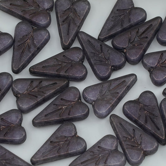 OUTLET 250g/50g Heart Leaf Bead, 16 x 11 mm, Crystal Purple (00030-15726), Glass, Czech Republic