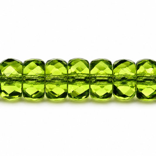 Faceted Special Cut Beads Rondelle, Transparent Green (50230), Glass, Czech Republic