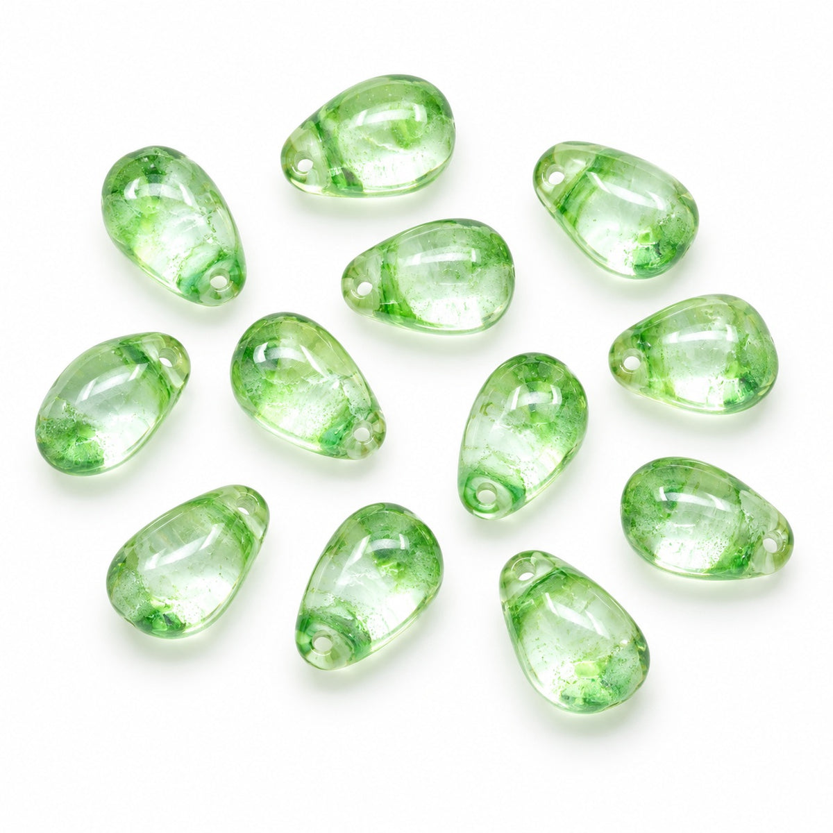 Drop Beads, Transparent Green (50520), Glass, Czech Republic
