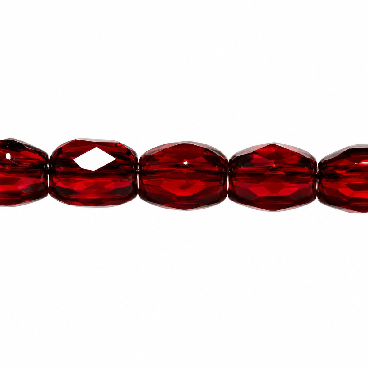 Oval Faceted Beads, Transparent Red (90100), Glass, Czech Republic