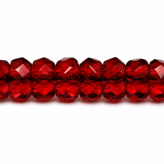 Faceted Special Cut Beads Rondelle, Transparent Red (90100), Glass, Czech Republic