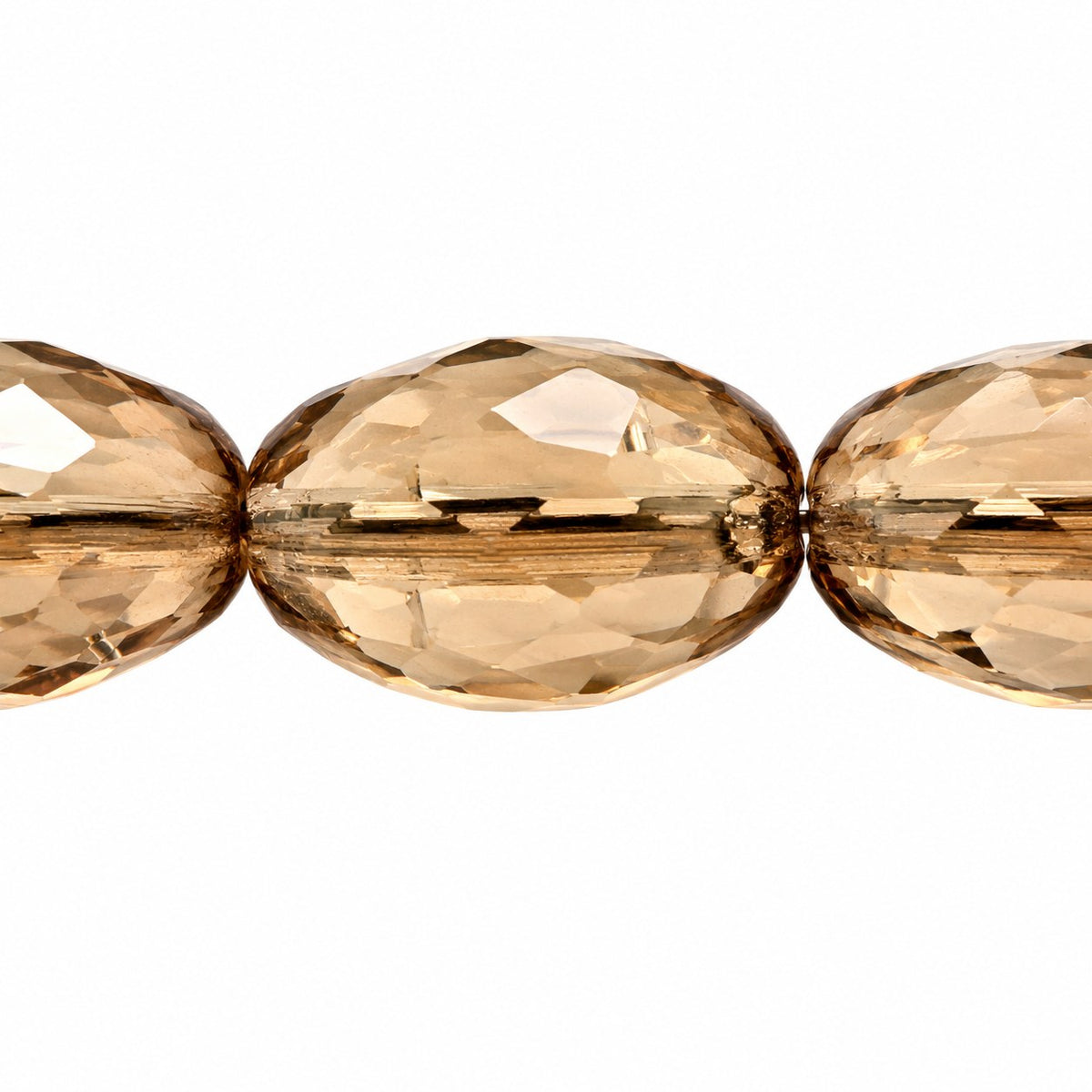 Oval Faceted Beads, Transparent Brown (10200), Glass, Czech Republic