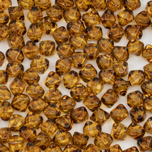 OUTLET 250g/50g Bicone Beads, 6 x 6 mm, Crystal Travertin (00030-86800), Glass, Czech Republic