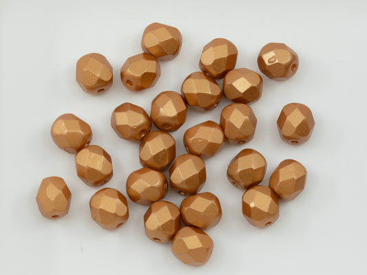 Facted Fire Polish Round Beads Pastel Yellow (25003), Glass, Czech Republic