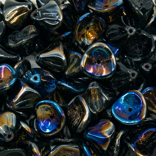 奥特莱斯 250克 黄花菜珠，10 x 12毫米，黑色 Azuro (23980-azuro)，玻璃，捷克共和国