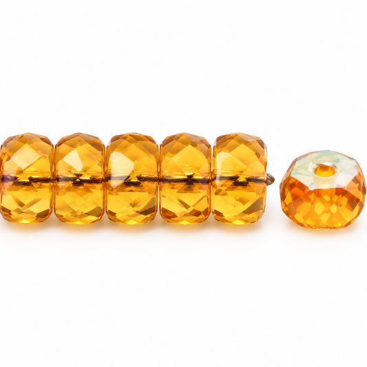 Faceted Special Cut Beads Rondelle, Transparent Orange Ab (10030-28701), Glass, Czech Republic
