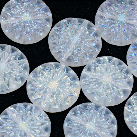 OUTLET 250g/50g Origami Flower Beads, 18 x 18 mm, Crystal Ab Full (2X Side) Matte (00030-28703-84100), Glass, Czech Republic