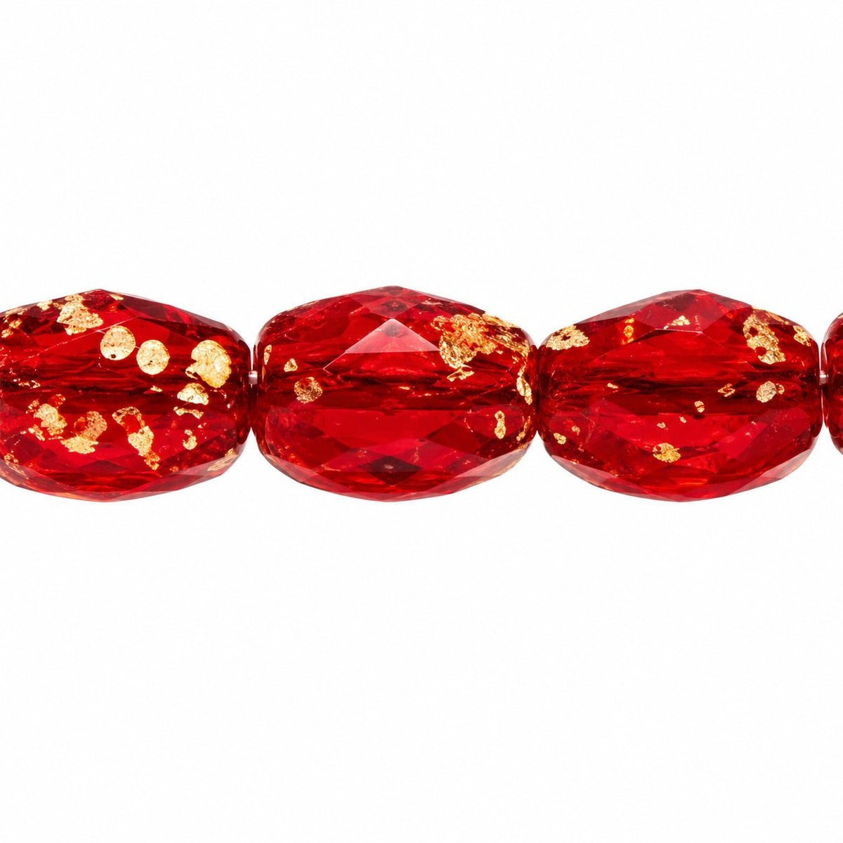 Oval Faceted Beads, Ruby Red 47901 (90080-47901), Glass, Czech Republic
