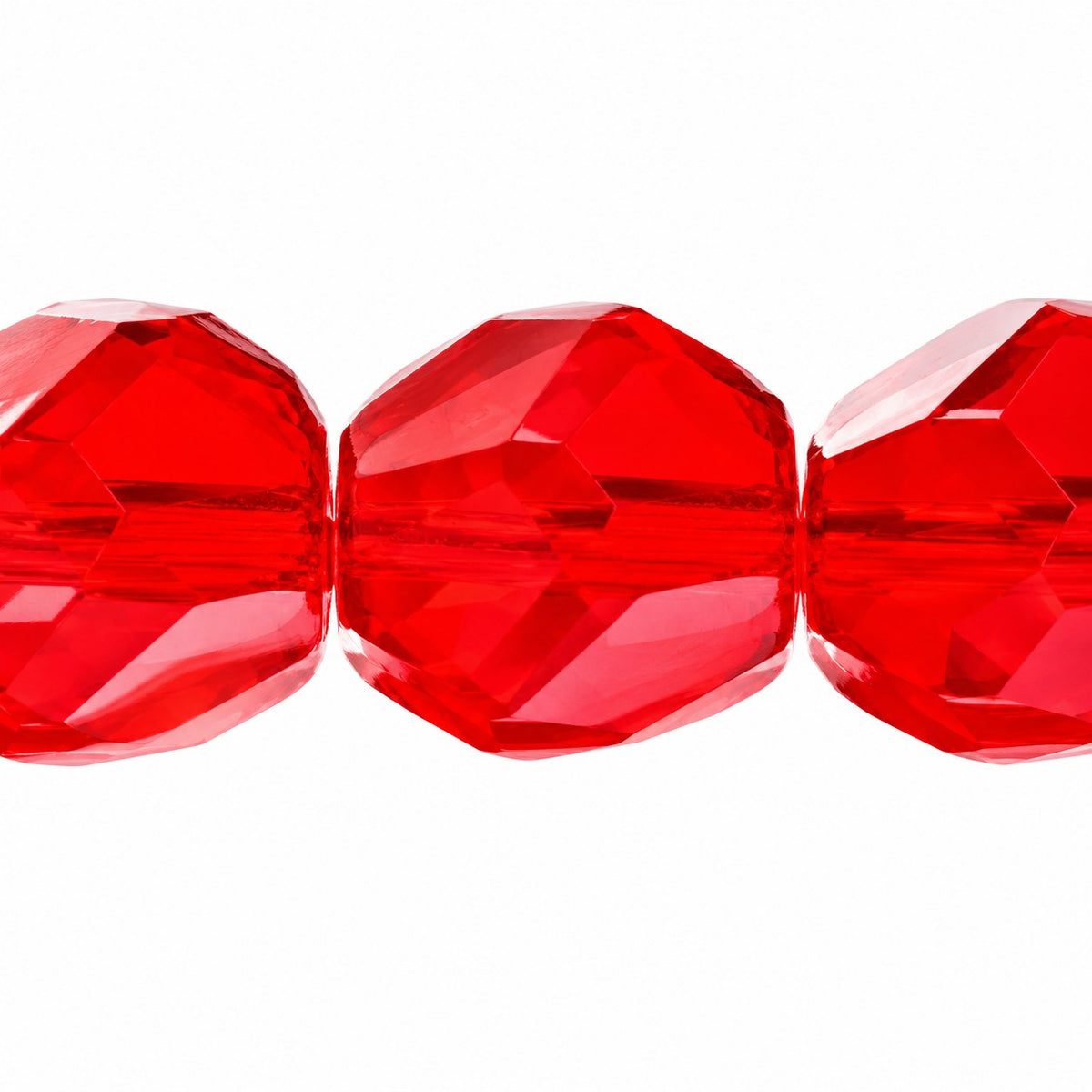 Fire Polished Faceted Stone-Like Beads Special Cut, Light Siam (90070), Glass, Czech Republic