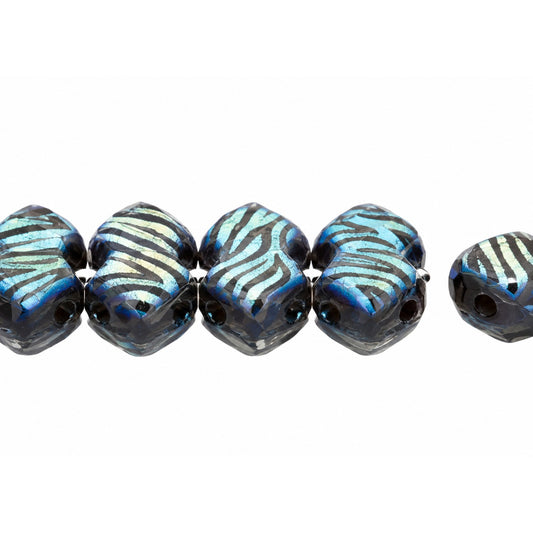 3-Hole Pressed Beads, Black 28773 33003 (23980-28773-33003), Glass, Czech Republic