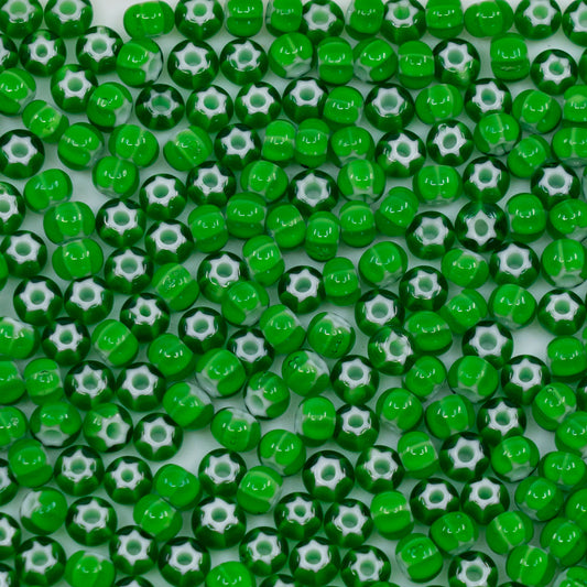 OUTLET 10 grams Cornelian Star Preciosa Ornela Seed Beads, 5/0, Green Star (53712), Glass, Czech Republic