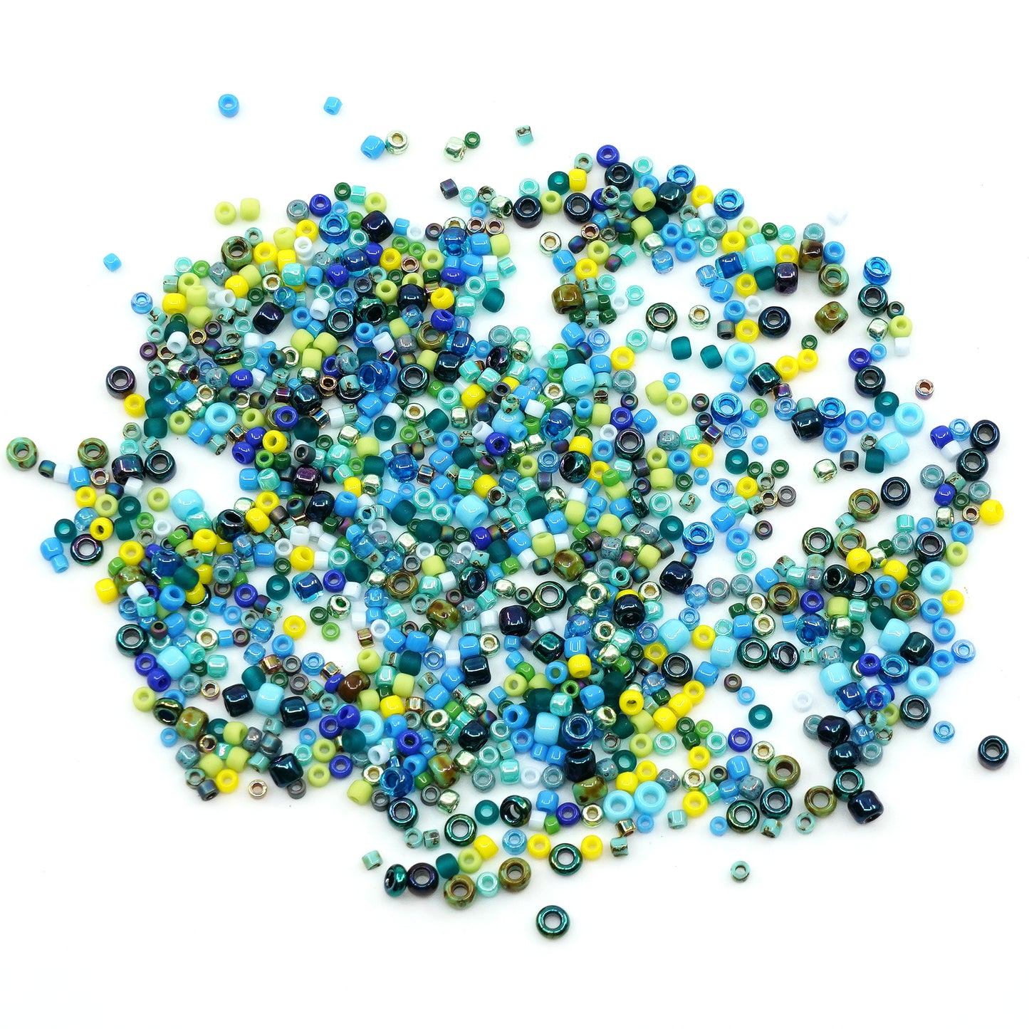 OUTLET 10 grams TOHO & Miyuki Rocailles Seed Beads, Blue Green Mix (blue), Glass, JAPAN