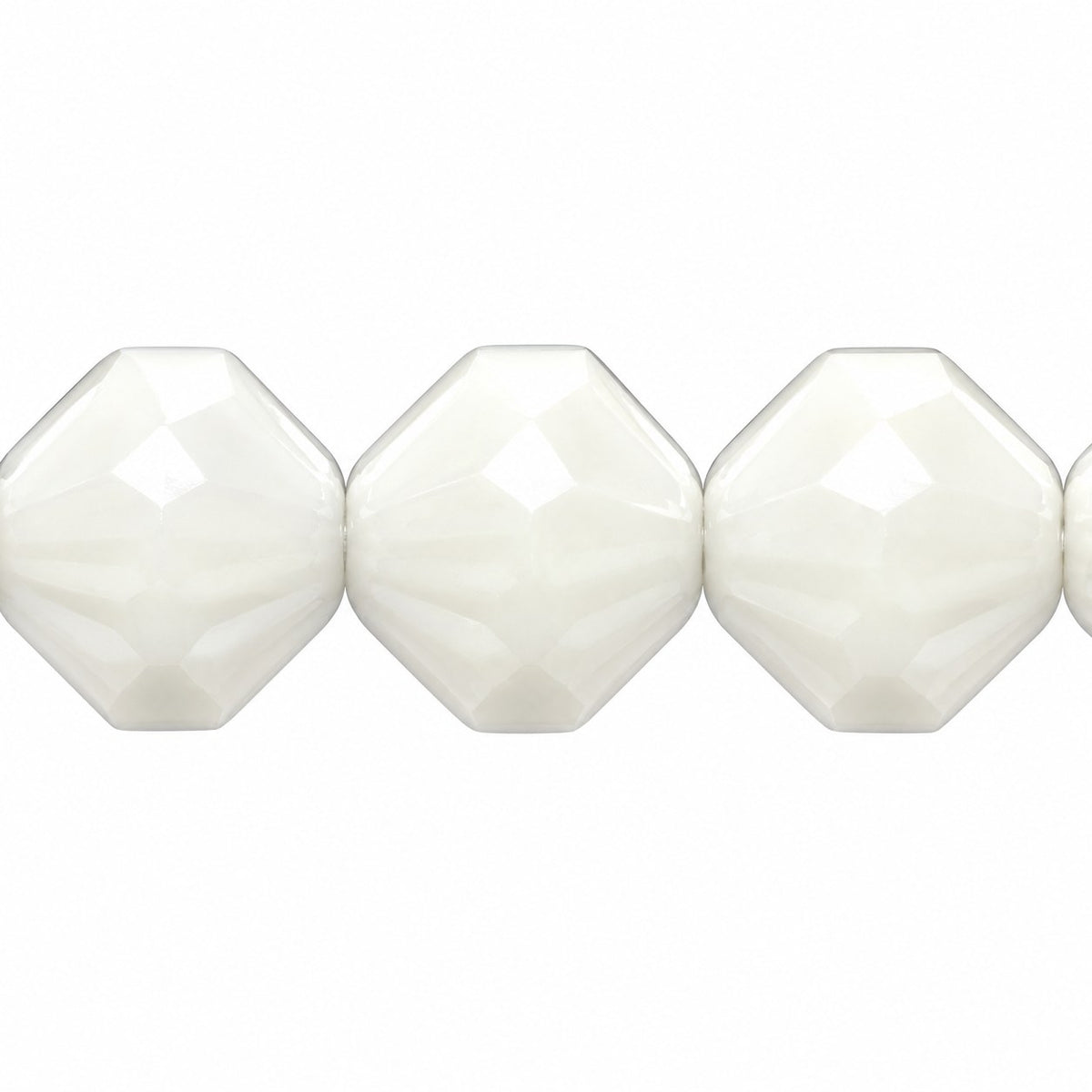 Fire Polished Faceted Lanthern Beads, Chalk White (03000), Glass, Czech Republic