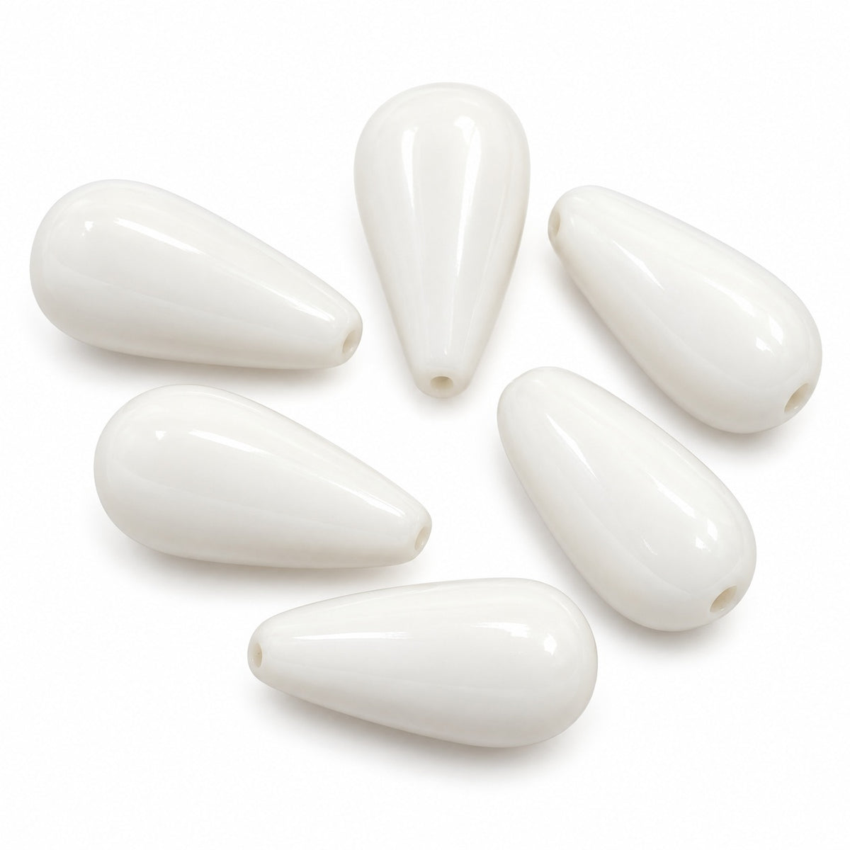 Drop Melon Beads, Chalk White (03000), Glass, Czech Republic