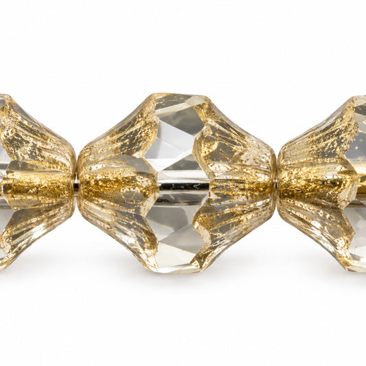 Faceted Special Cut Beads Lanterns, Crystal Gold Lined (00030-54202), Glass, Czech Republic