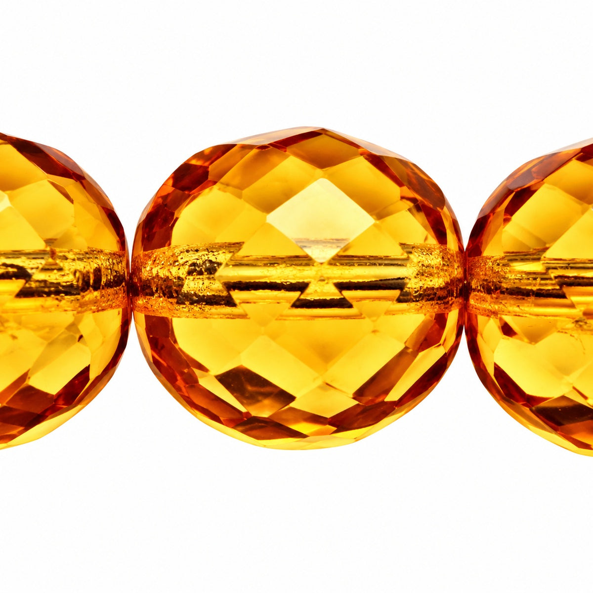 Faceted Round Fire Polished Beads, Transparent Orange (10030), Glass, Czech Republic