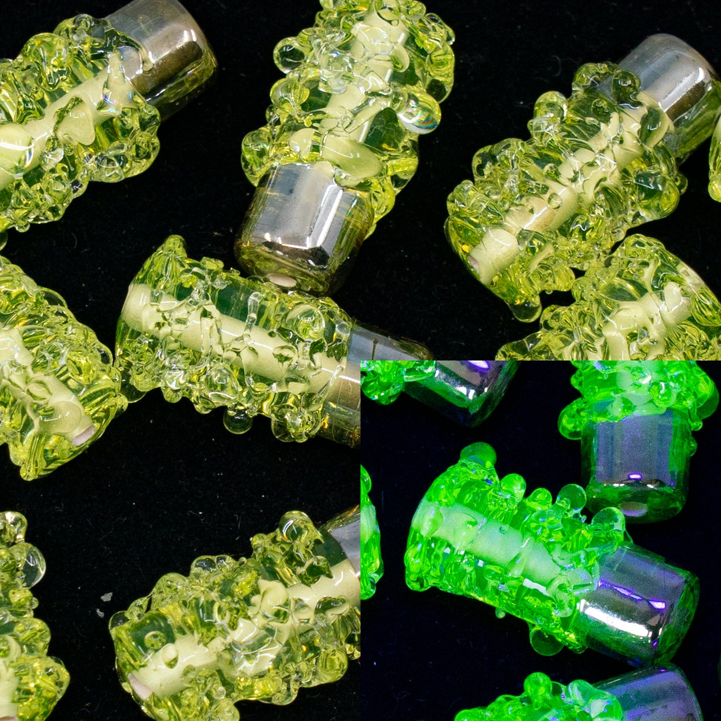 OUTLET 1 pcs Lampwork Cylinder Beads, 20 x 8 mm, Transparent Yellow (00544-80130-s), Glass, Czech Republic