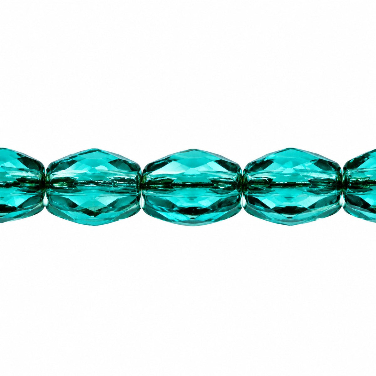 Oval Faceted Beads, Transparent Aqua (60140), Glass, Czech Republic