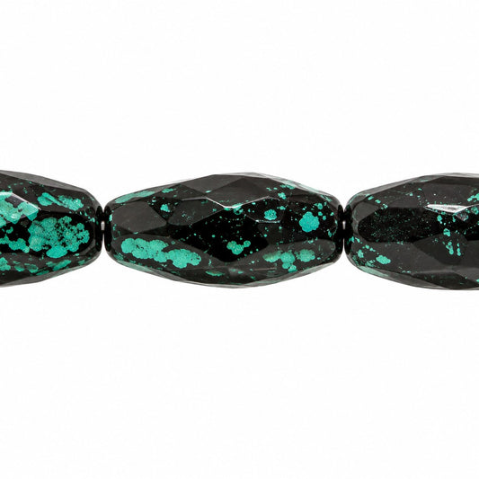 Fire Polished Faceted Oval Beads, Black 84510 Green Lined (23980-84510-46450), Glass, Czech Republic