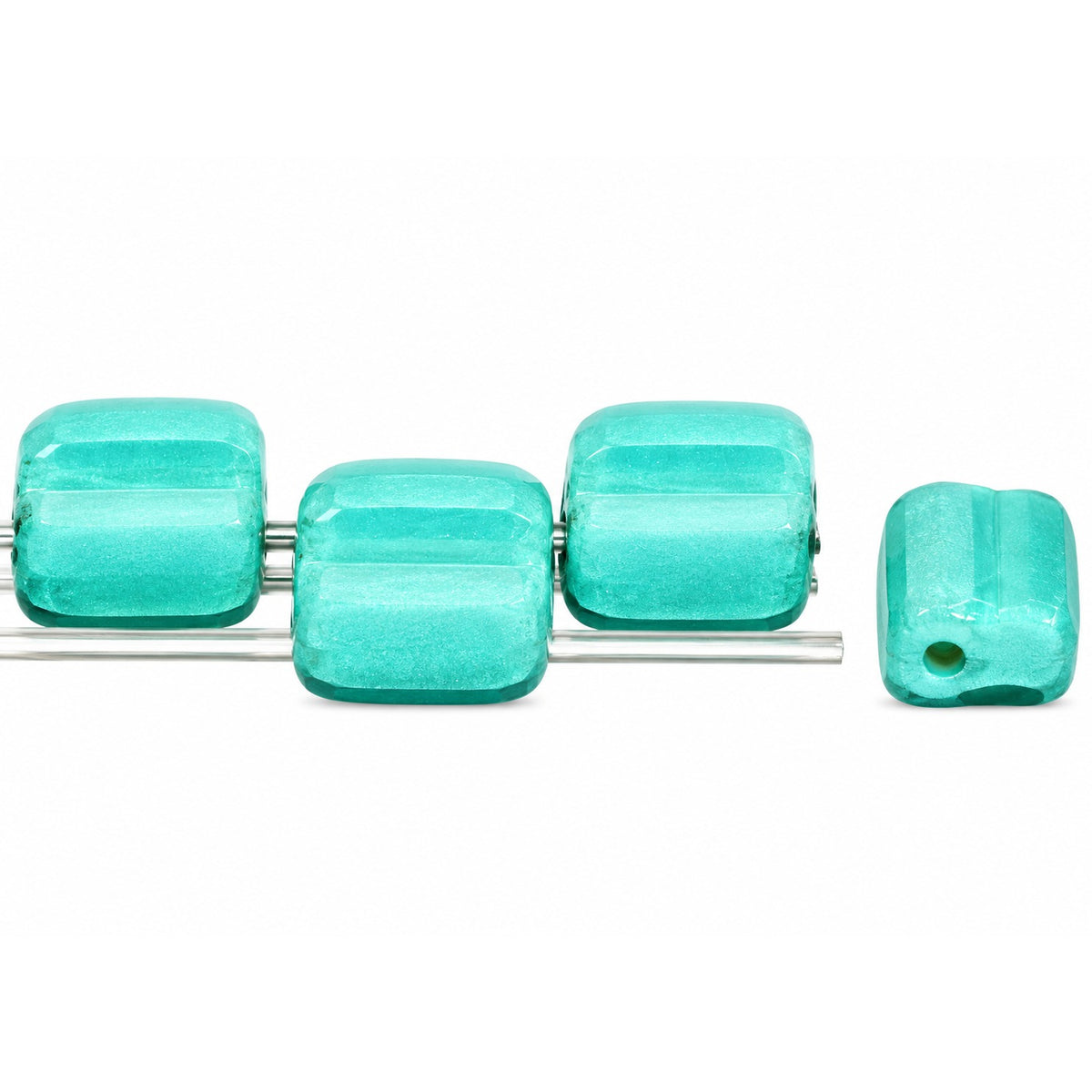 Silky 2-Hole Square Beads, Turquise Matte (63120-84110), Glass, Czech Republic