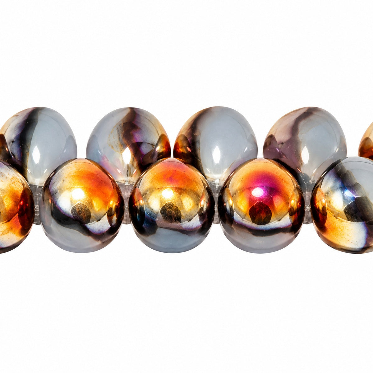 Drop Beads, Opal White Prismatic Phoenix (01000-27104), Glass, Czech Republic
