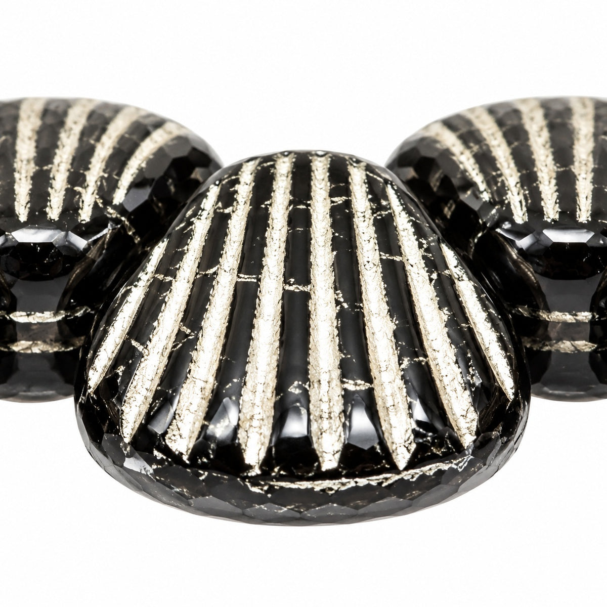 Seashell Beads, Black Copper Lined (23980-54324), Glass, Czech Republic