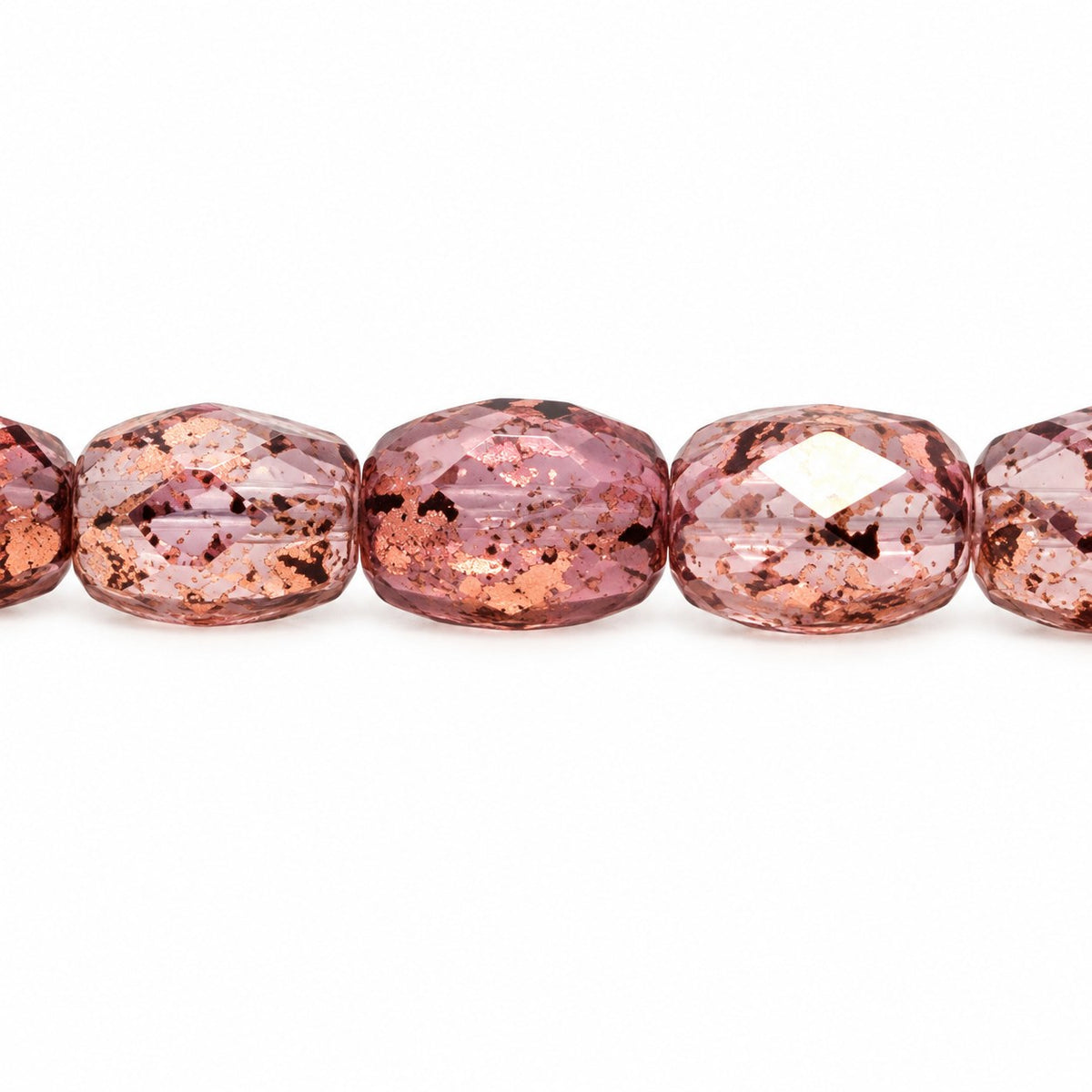 Oval Faceted Beads, Opal White Terracotta Violet (01000-15496), Glass, Czech Republic