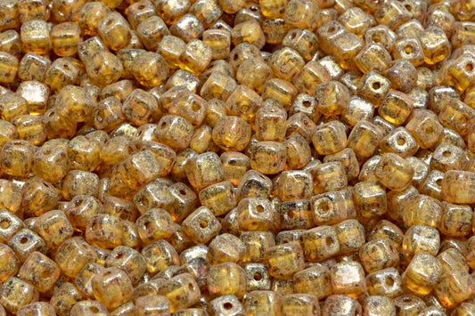 Cube Beads, Red 94308 (00030-86800-34302), Glass, Czech Republic