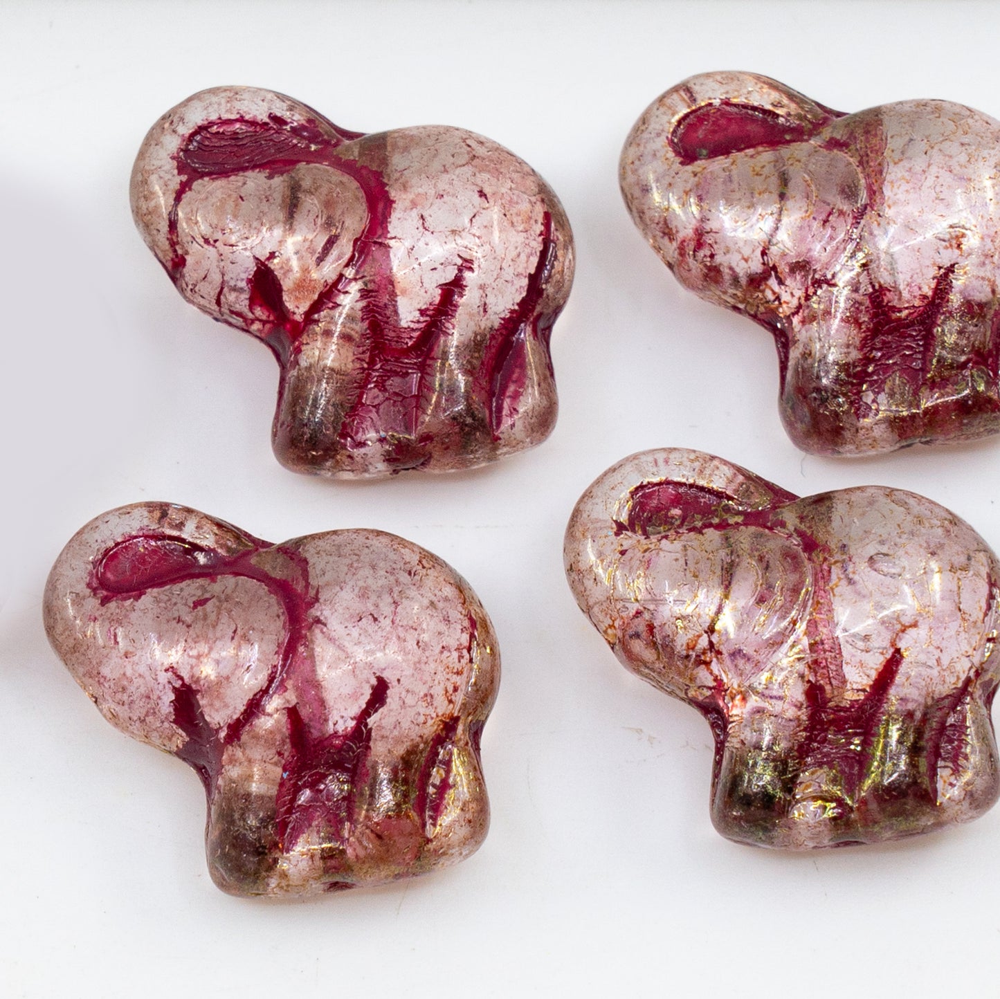 OUTLET 250g /50g Elephant Beads, 20 x 21 mm, Crystal Terracotta Red Red Lined (00030-15495-54314), Glass, Czech Republic