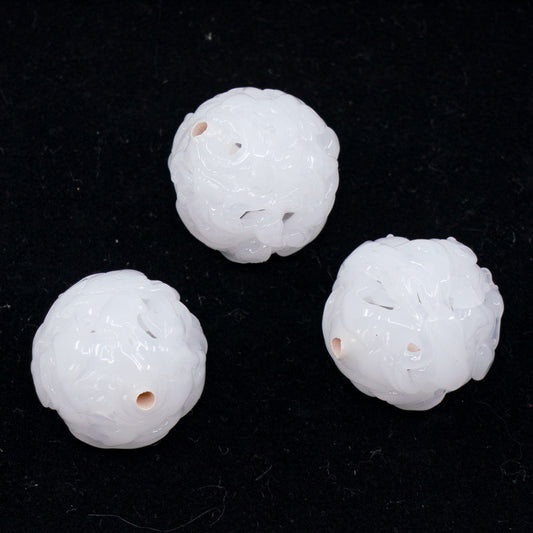 OUTLET 1 pcs Lampwork Handmade Lace Beads, 16 x 16 mm, White (white), Glass, Czech Republic