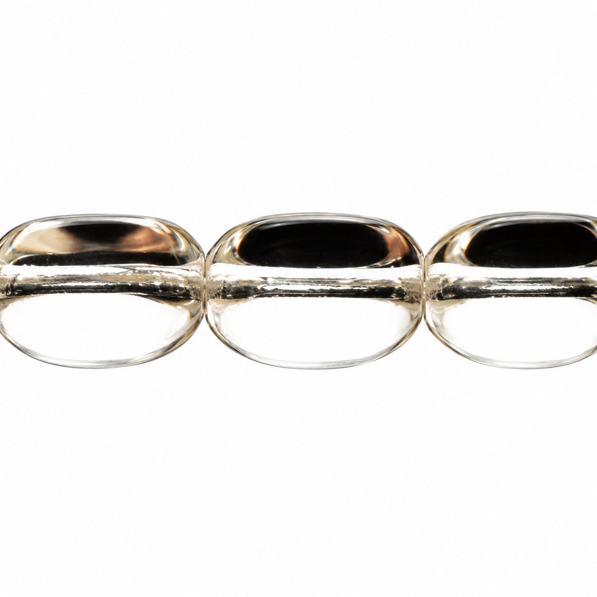 3-Side Oval Beads, Crystal (00030), Glass, Czech Republic