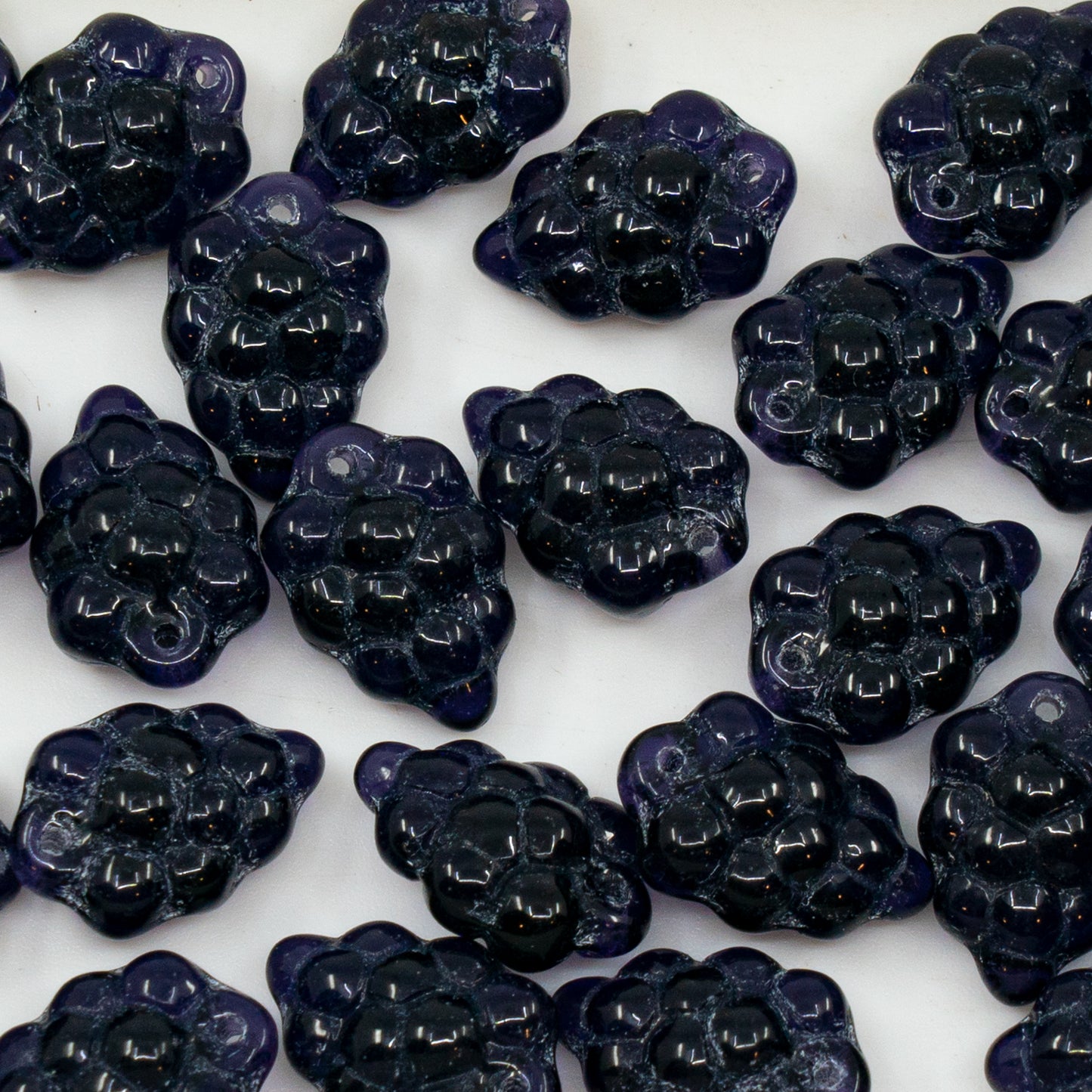 アウトレット 10グラム グレープビーズ、14 x 10 mm、アメジスト（20060）、ガラス、チェコ共和国