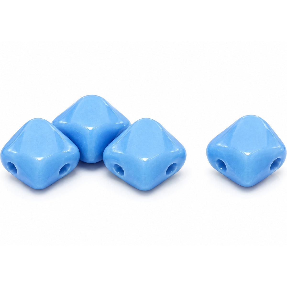 Silky 2-Hole Square Beads, Opaque Blue (33100), Glass, Czech Republic