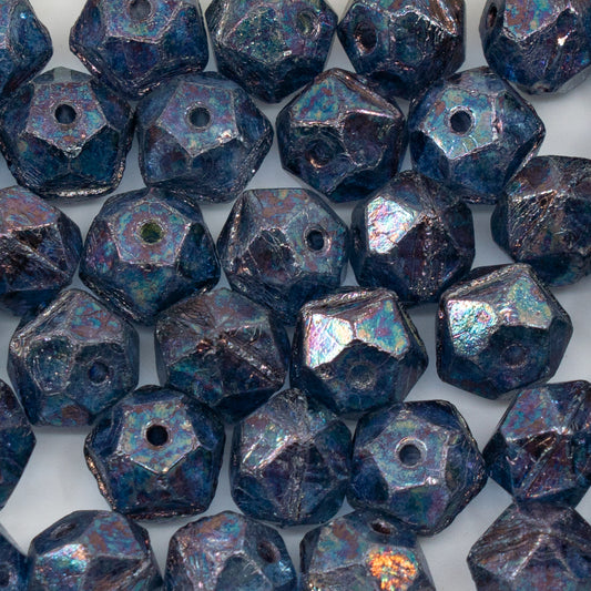 OUTLET 250g/50g Rough English Cut Beads, 12 x 12 mm, Crystal Nebula (00030-15001), Glass, Czech Republic