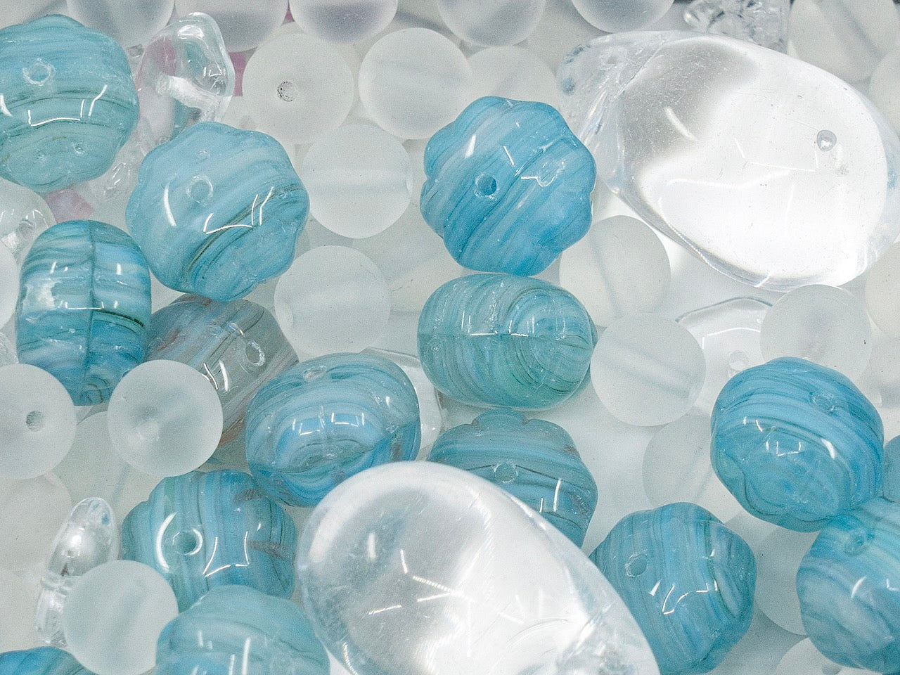 アウトレット チェコボヘミアガラスプレスビーズミックス、mm、ガラス、チェコ共和国