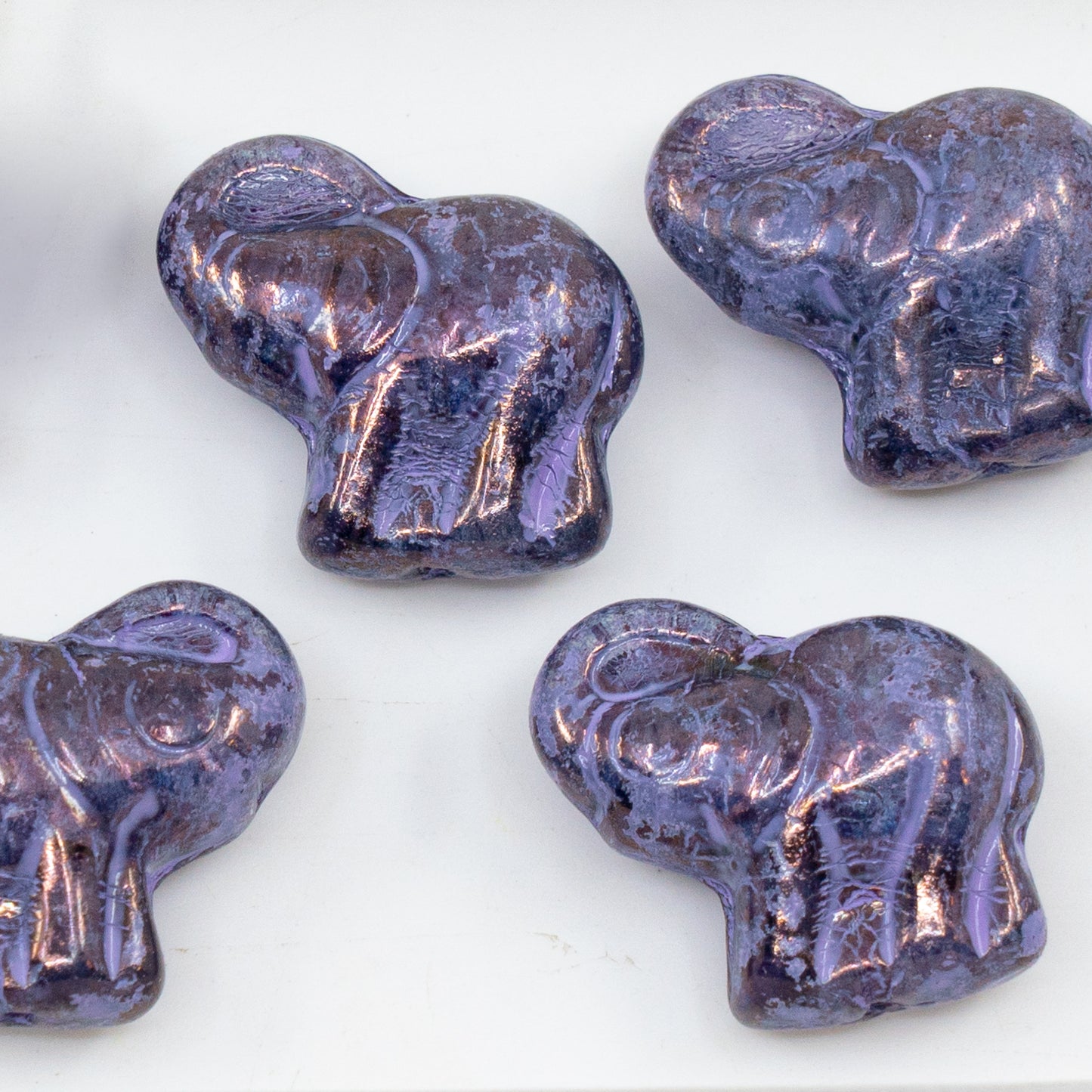 OUTLET 250g /50g Elephant Beads, 20 x 21 mm, Crystal Purple Cold Purple Spotted (00030-15726-33305), Glass, Czech Republic