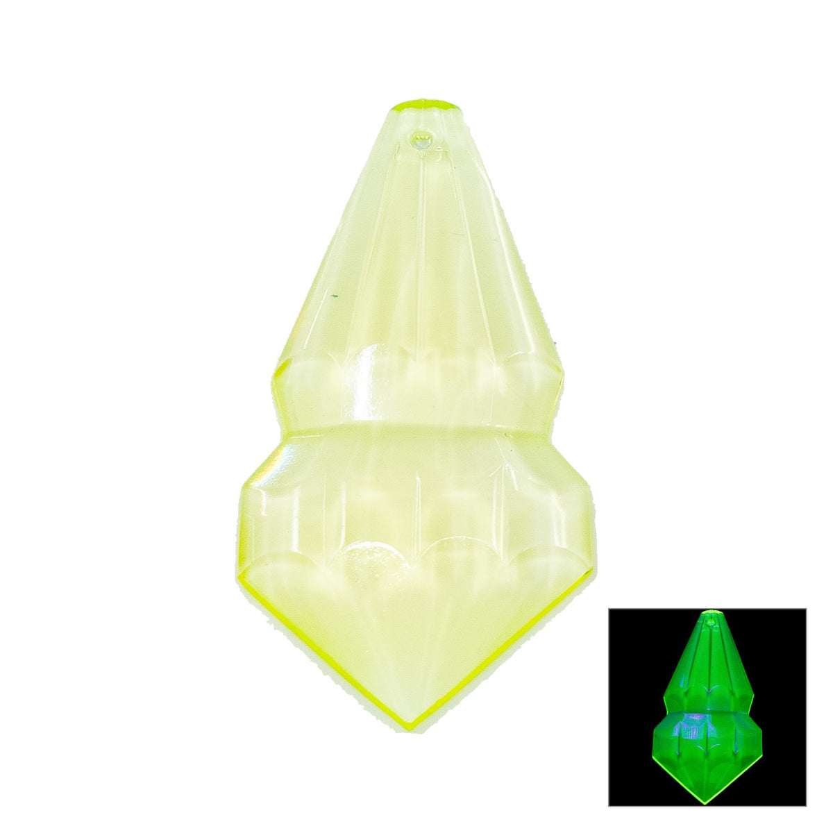 1 pc Uranium Chandelier Trimming Bell Prism Pendant (approx. 64x33mm), Yellow, Hand Cut and Polished Glass, Czech Republic, OUTLET