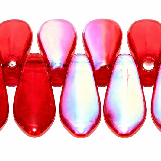 Dagger Beads, Ruby Red Ab (90080-28701), Glass, Czech Republic