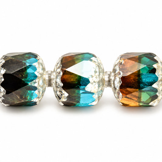 Cathedral Faceted Fire Polished Beads, T0050 Antique Silver Patina (t0050-81002), Glass, Czech Republic