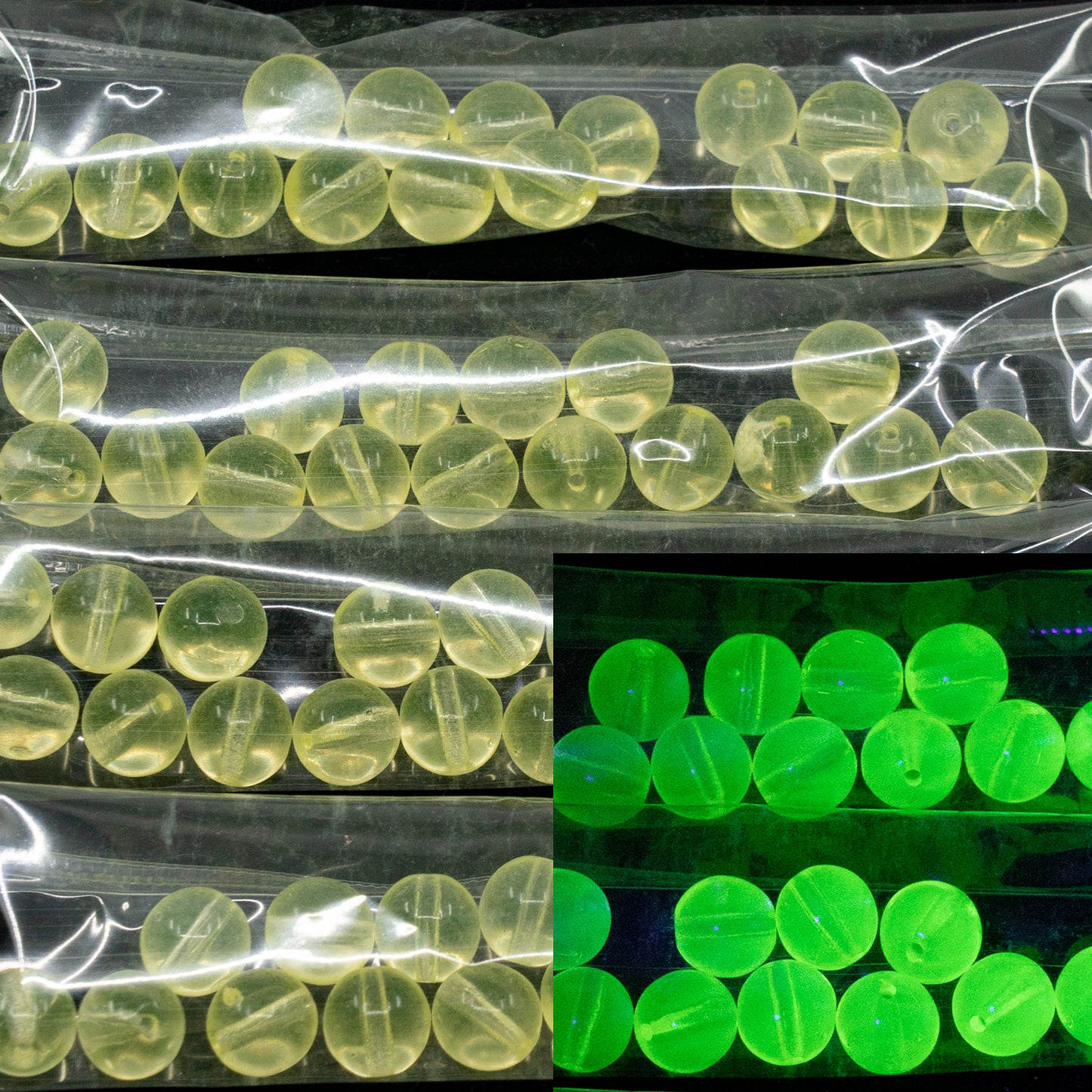 奥特莱斯 10 克圆形 Druck 珠子，8 x 8 毫米，透明黄色 (80130)，玻璃，捷克共和国